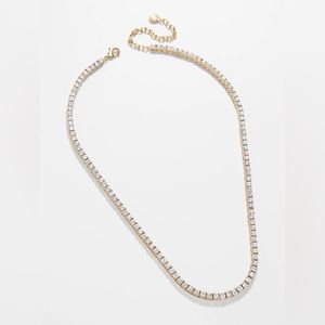 Bauble Bar Bennett Tennis Necklace Gold Rhinestone